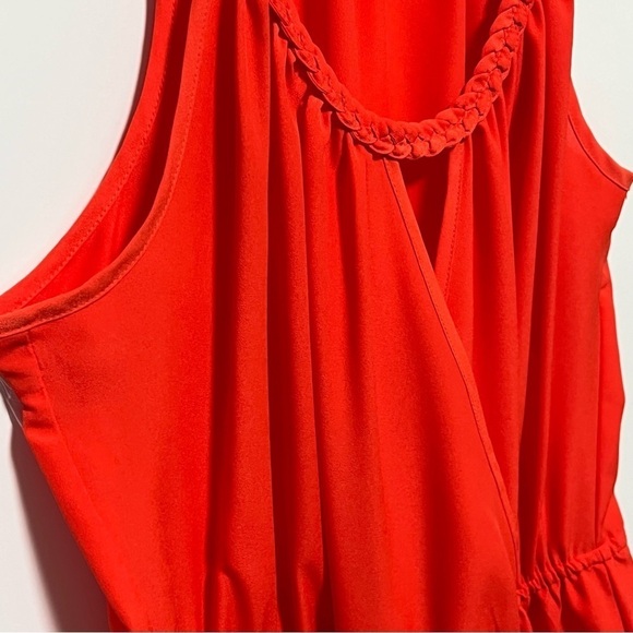 Nicole Miller Summer Braided Collar Sleeveless tulip hem chiffon dress pockets - Picture 2 of 10